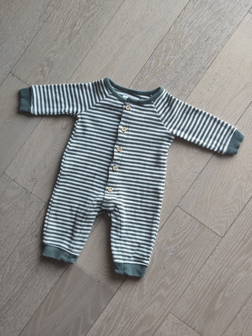Little Planet Baby 100% Certified Organic Cotton Striped Waffle Knit Jumpsuit 3M